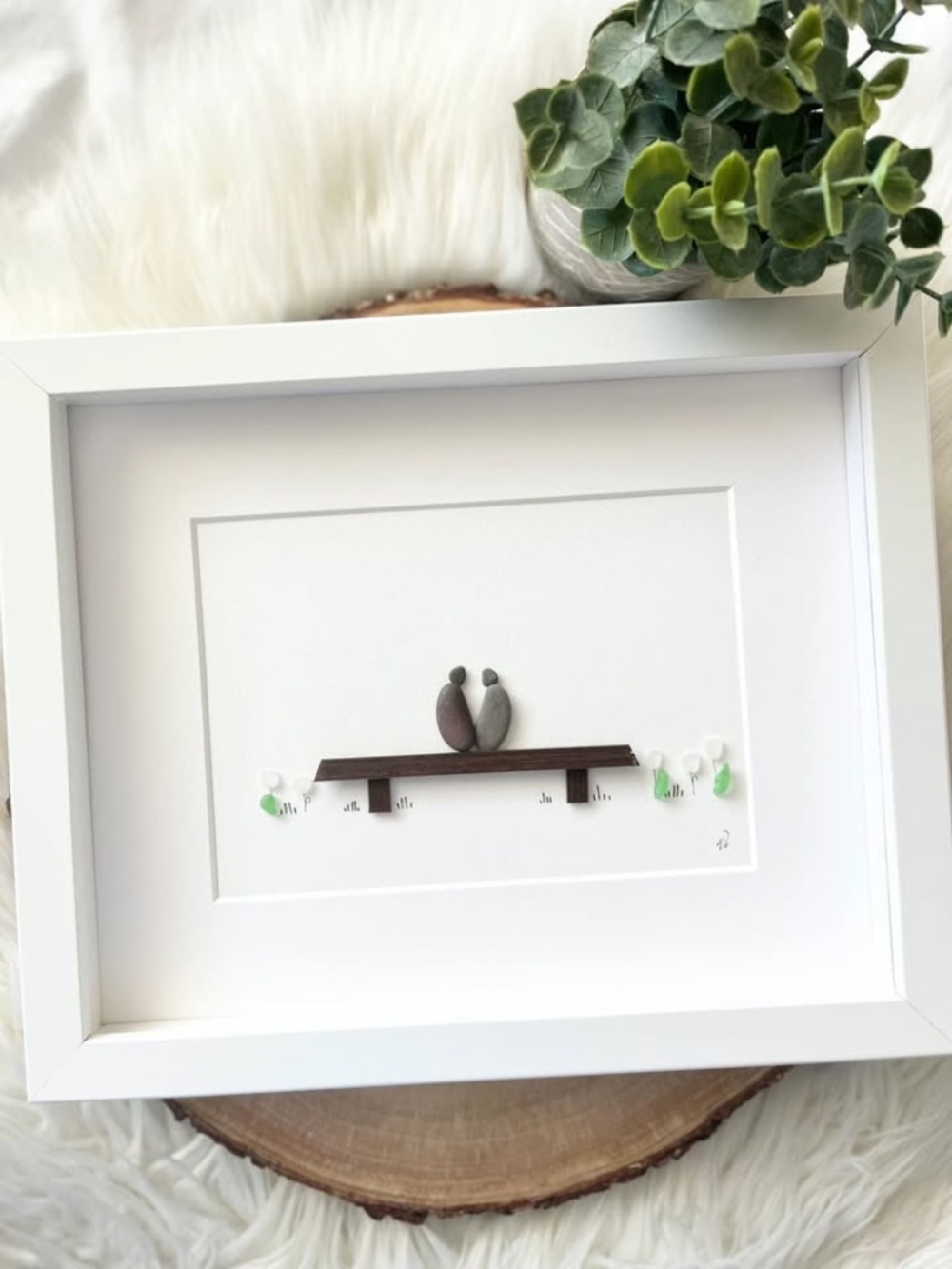 Minimalist Sea Glass and Pebble Art Nautical Wall Art